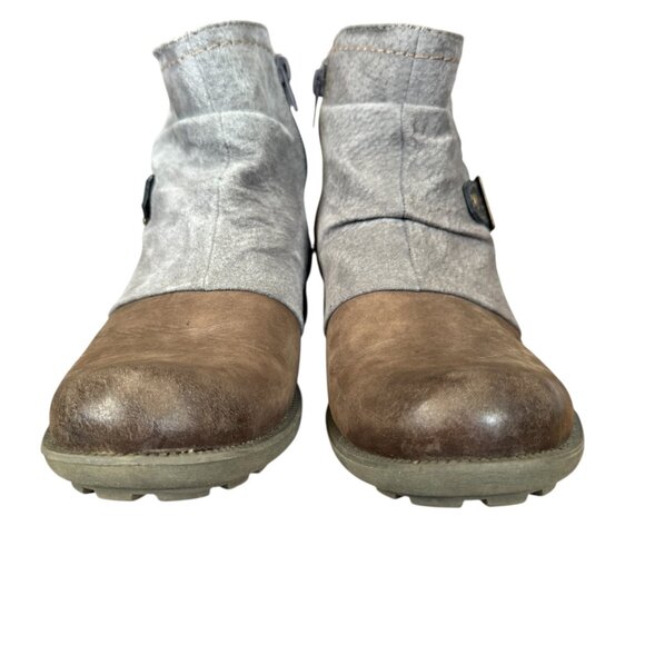 Earth Origins Phoenix leather and suede ankle boot gray brown black size 6 1/2 M - Picture 5 of 12